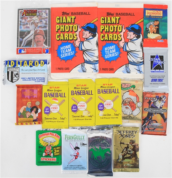 1980s-90s Unopened Trading Cards Packs - Lot of 15 w/ 1981 Topps Giant, Star Trek 25th Anniversary, Pocahontas & More 