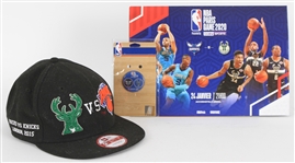 2015-20 Milwaukee Bucks London & Paris Games Memorabilia - Lot of 3 w/ Cap, MOC Pin and Roster Sheet