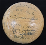 1953 Milwaukee Braves Team Signed DeBeer Anchor Brand Softball w/ 26 Signatures Including Warren Spahn, Eddie Mathews, Del Crandall, Johnny Logan & More (JSA)