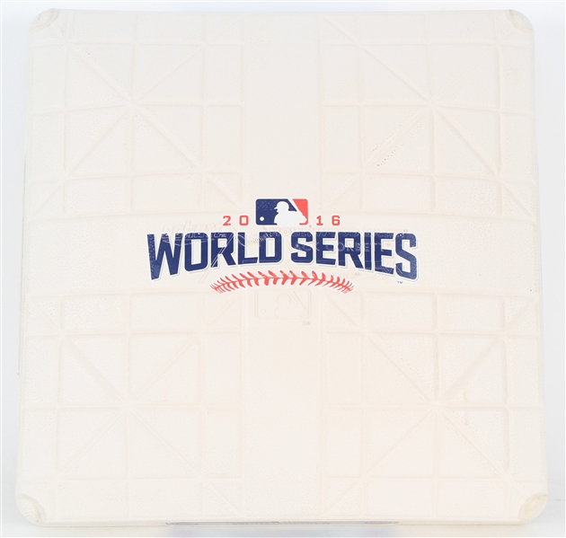 2016 Chicago Cubs Wrigley Field World Series Unused Base (MEARS LOA) "Official 2016 World Series Base from Wrigley Field with team logos reflecting event "