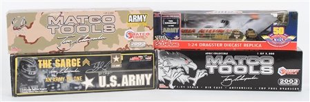 2001-03 Tony Schumacher MIB US Army Scale Model Dragsters - Lot of 4 w/ 2 Signed 