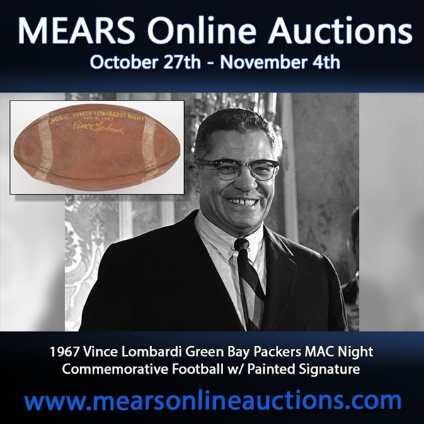 1967 Vince Lombardi Green Bay Packers MAC Night Commemorative Football w/ Painted Signature