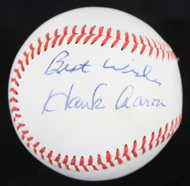 1979 Hank Aaron Milwaukee Brewers Signed OAL MacPhail Baseball *JSA*