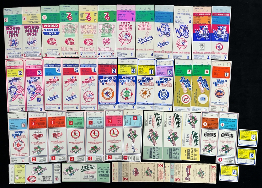 1974-91 World Series Ticket Stub Collection - Lot of 40