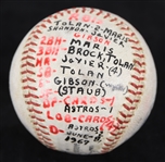 1967 (June 8) Bob Gibson St. Louis Cardinals ONL Giles Game Used #7 Victory Presentation Baseball (MEARS LOA)