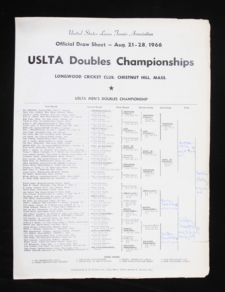 1966 United States Lawn Tennis Association Championships Official Draw Sheet