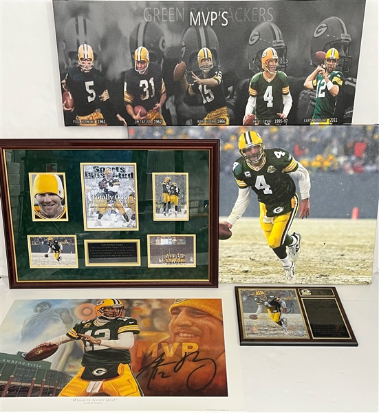 1990s-2000s Green Bay Packers Favre & Rodgers 22x34 Canvas Prints and more (Lot of 5)