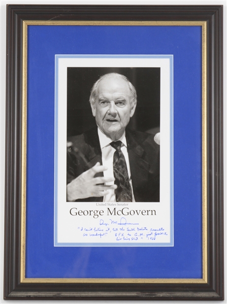1968 George McGovern South Dakota Senator Signed 15" x 21" Framed Photo (JSA)