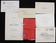 1945-46 Lieutenant Lockery USS Oriskany Launching & Winston Churchill Dinner Invitation - Lot of 7 Pieces 