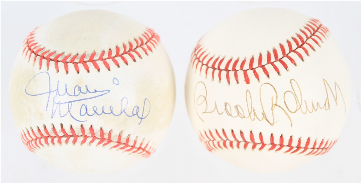 1984-1994 Juan Marichal San Fransisco Giants and Brooks Robinson Baltimore Orioles Autographed ROMLB Balls (Lot of 2) (JSA)