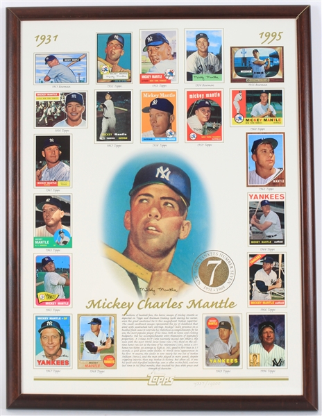 1995 Mickey Mantle New York Yankees 20" x 26" Framed Topps Commemorative Card Sheet (Topps COA) 4,337/10,000