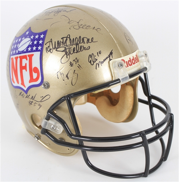 2000s Multi Signed Gold NFL Full Size Helmet w/ 25 Signatures Including Joe Greene, Eli Manning, Johnny Roland & More (JSA)