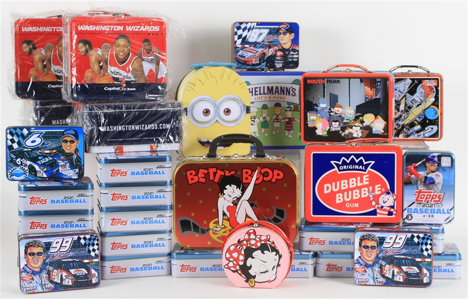 2000s-2020s Collector Tin & Lunch Box Collection - Lot of 31 w/ 2021 Topps MLB, Star Wars, South Park & More