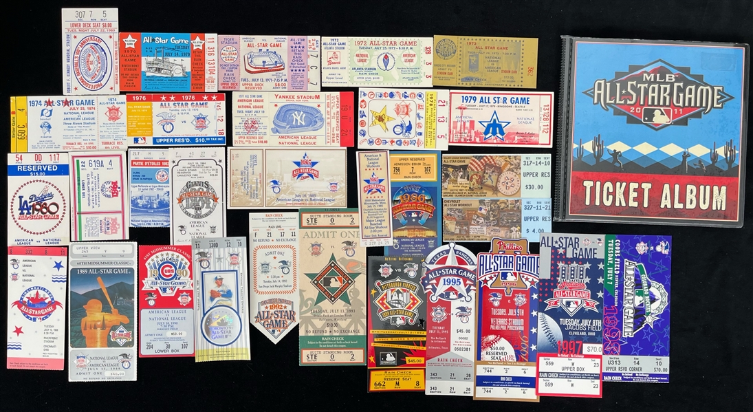 1969-98 MLB All Star Game Ticket & Stub Collection - Lot of 28