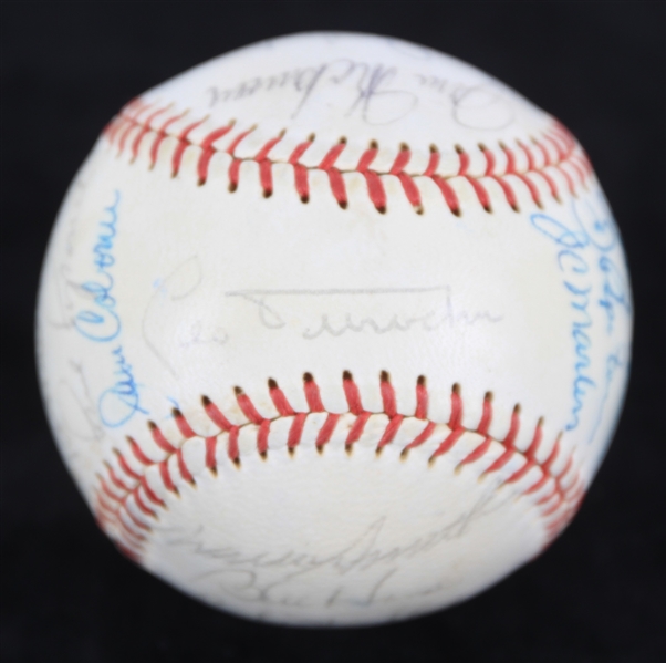 1970 Chicago Cubs Team Signed ONL Feeney Baseball w/ 23 Signatures Including Leo Durocher, Ernie Banks, Fergie Jenkins, Ron Santo & More *Full JSA Letter*