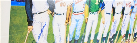 1988 500 Home Run Hitters Mutli Signed 20.5 x 38 Foam Mounted Ron Lewis Lithograph w/ 11 Signatures Including Hank Aaron, Mickey Mantle, Ted Williams, Willie Mays & More (JSA) 