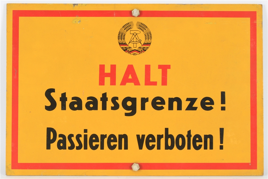 East Germany Halt Staatsgrenze Passieren Verboten 15.5" x 23.5" Border Sign