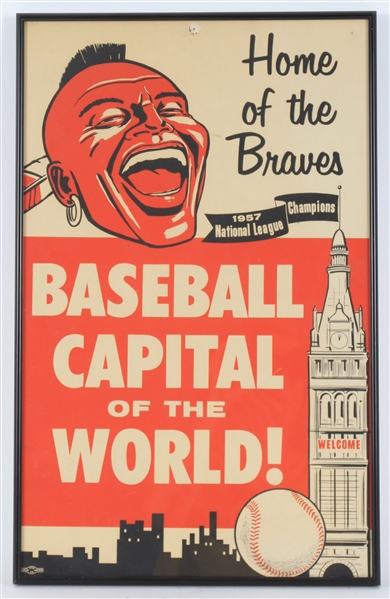 1957 Milwaukee Braves National League Champions 14" x 22" Framed Baseball Capital of the World Broadside