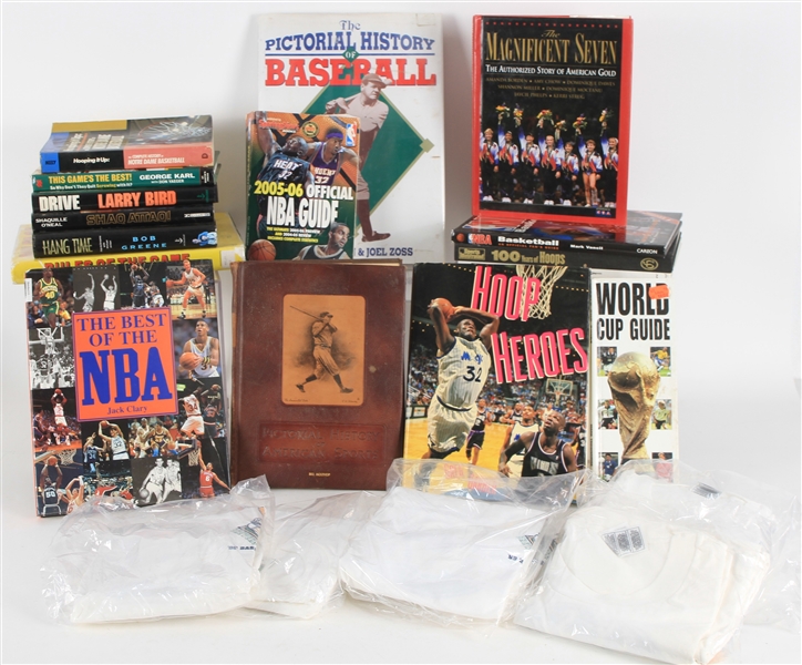 1950s-2000s Basketball & Baseball Book & Apparel Collection - Lot of 23