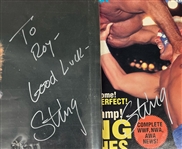 1980's Wrestling Memorabilia Collection - Lot of 7 w/ Bob Backlund WWF Champion Towel, Broadsides and Sting Signed Items (JSA)