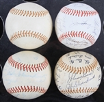 1963-86 St. Louis Cardinals Chicago Cubs Cubs Team Signed Baseballs - Lot of 3 + 1 Facsimile (JSA)