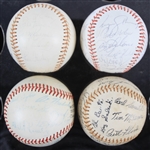 1963-86 St. Louis Cardinals Chicago Cubs Cubs Team Signed Baseballs - Lot of 3 + 1 Facsimile (JSA)