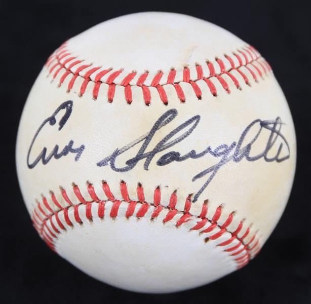 1984-86 Enos Slaughter St. Louis Cardinals Signed ONL Feeney Baseball (JSA)