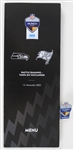 2022 Seattle Seahawks vs Tampa Bay Buccaneers Munich Germany 1" Lapel Pin and Gameday Menu (Lot of 2)