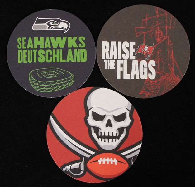 2022 Tampa Bay Buccaneers and Seattle Seahawks German 4" Cardboard Coasters (Lot of 3)