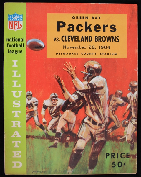 1964 Green Bay Packers vs Cleveland Browns at Milwaukee County Stadium NFL Illustrated Magazine 