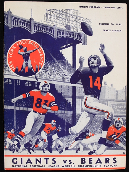 1956 New York Giants vs Chicago Bears at Yankee Stadium Playoff Game Program