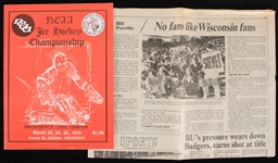 1978 NCAA Ice Hockey Championship Program and The Evening Bulletin Newspaper Sports Page (Lot of 2)