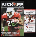 2010 Green Bay Packers vs Arizona Cardinals Kickoff Magazine and Full Game Ticket (Lot of 2)