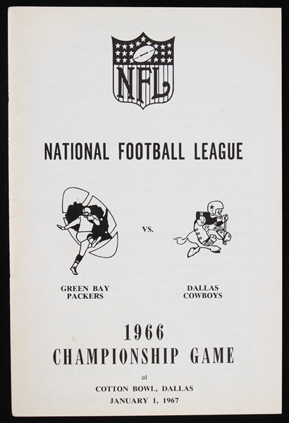 1966 Green Bay Packers vs Dallas Cowboys NFL Championship Game Media Guide