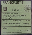 1976 Rolling Stones in Frankfurt Germany Ticket Stub
