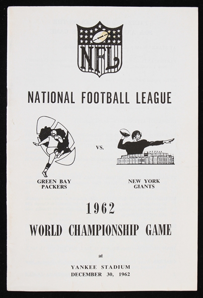 1962 Green Bay Packers vs New York Giants World Championship Game Media Guide