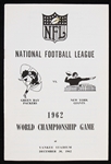 1962 Green Bay Packers vs New York Giants World Championship Game Media Guide