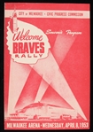 1953 Milwaukee Braves Welcome Rally Souvenir Program