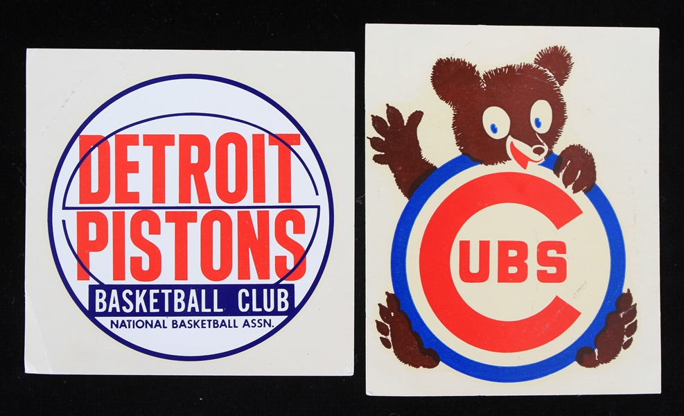 1980s Chicago Cubs and Detroit Pistons 4" Decals (Lot of 2)
