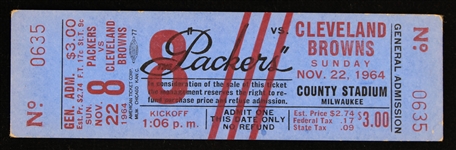 1964 Cleveland Browns vs Green Bay Packers at Milwaukee County Stadium Game Ticket