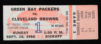 1966 Green Bay Packers vs Cleveland Browns at Cleveland Stadium Ticket Stub