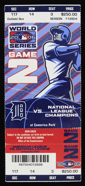 2006 St. Louis Cardinals vs Detroit Tigers Game 2 World Series Ticket