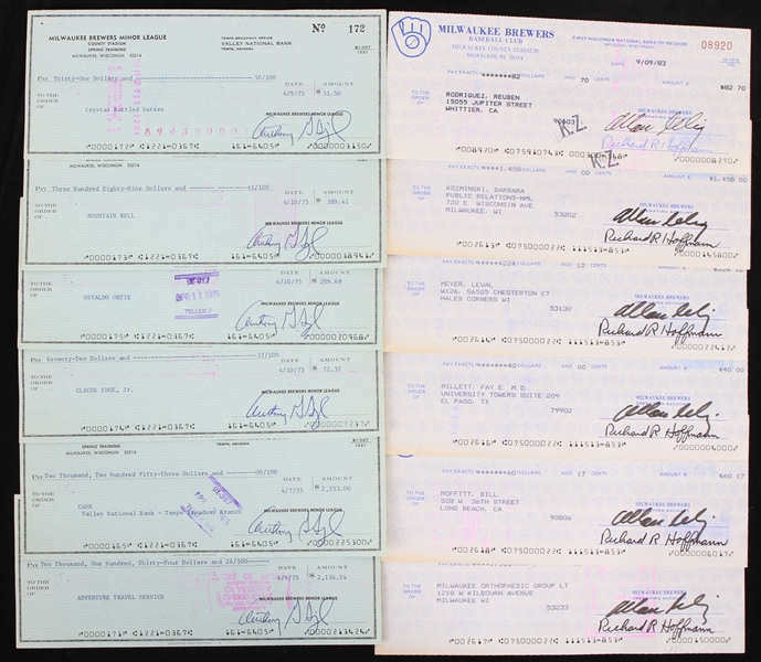 1979-1981 Allen "Bud" Selig Milwaukee Brewers Signed and Endorsed Checks (Lot of 17) (JSA)