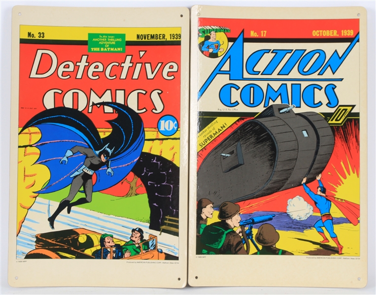 1939 Batman and Superman 11"x17" Store Advertising Colored Posters (Lot of 2)