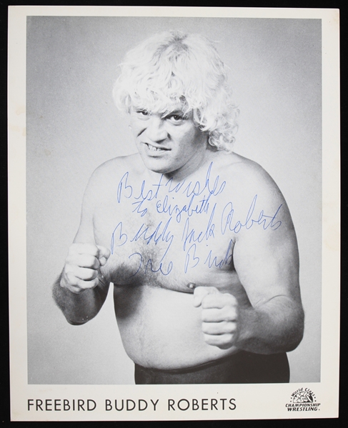 1982-1985 "Freebird" Buddy Roberts (d.2012) Autographed 8"X12" B&W Photo (JSA)
