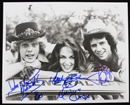 1979-1984 John Schneider Catherine Bach and Tom Wopat Dukes of Hazard Autographed 8"x10" B&W Photo (JSA)