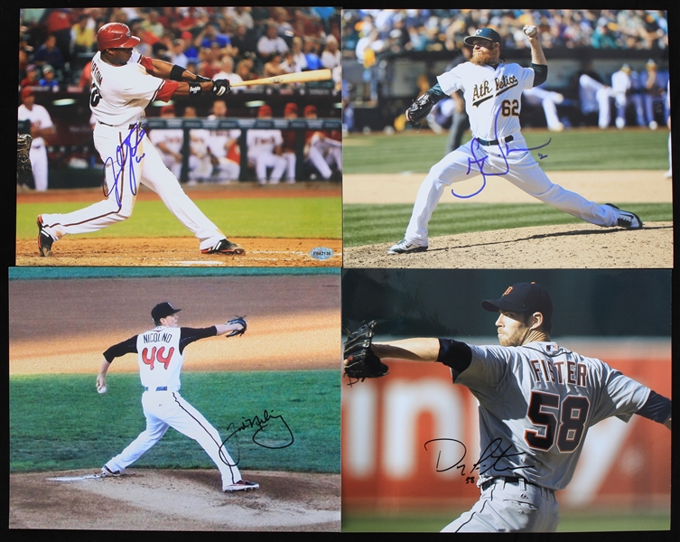 1961-2022 Carl Warwick Los Angeles Dodgers Sean Doolittle Oakland Athletics Kevin Youkilis Boston Red Sox Justin Upton Arizona Diamondbacks and More Autographed 8"x10" Color Photos (Lot of 9)