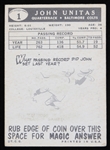 1959 Johnny Unitas Baltimore Colts Topps Trading Card #1