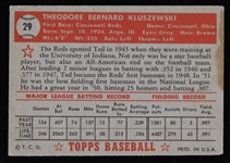 1952 Ted Kluszewski Cincinnati Reds Topps Trading Card #29