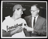 1969 Ted Williams Washington Senators and Commissioner Bowie Kuhn 8"x10" B&W Sporting News Photo